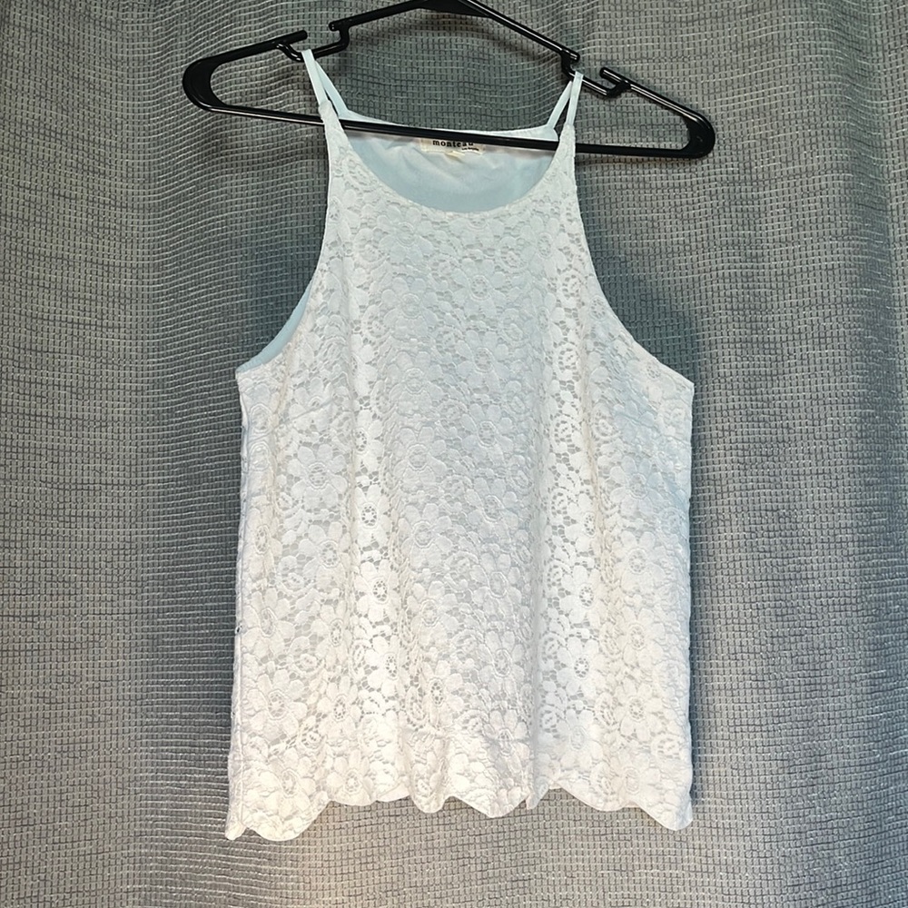Monteau lace tank top with scalloped edges